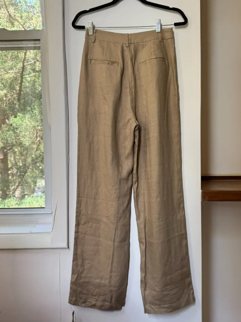 NWT Reformation Vesta Linen Straight-Leg Pants Khaki Brown 4